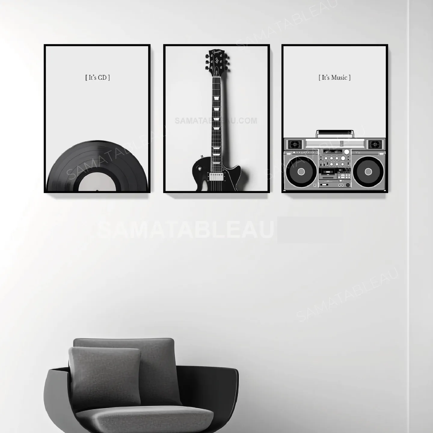 sama-tabxleau-3-Ensemble-tableaux-theme-music-guitar-radio-cd-samatableau-vintage